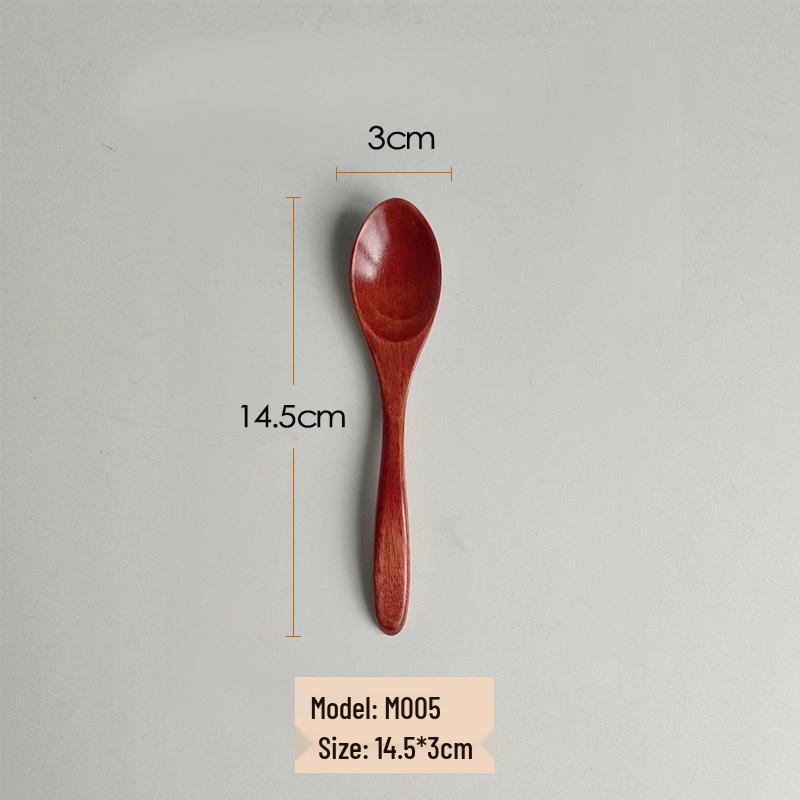 Camphor Wood Japanese Spoon Set: Long Handle, Solid Wood for Soup, Rice, Tea, and Seasoning.