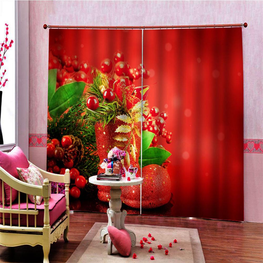 

С Новым годом Рождественская елка Красные блестящие световые занавески для окон для детей Спальня Гостиная Ванная Кухня Дверь Холл Домашний декор W50 X H130(CM)X2&Grommet Top