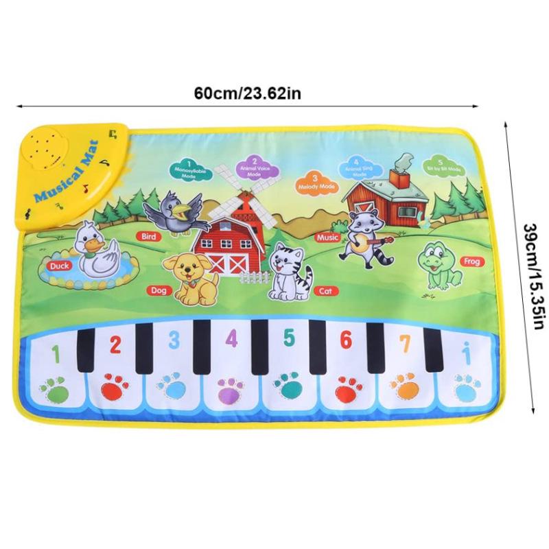 Animal Piano Mat: Children's Musical Education Blanket - English Version