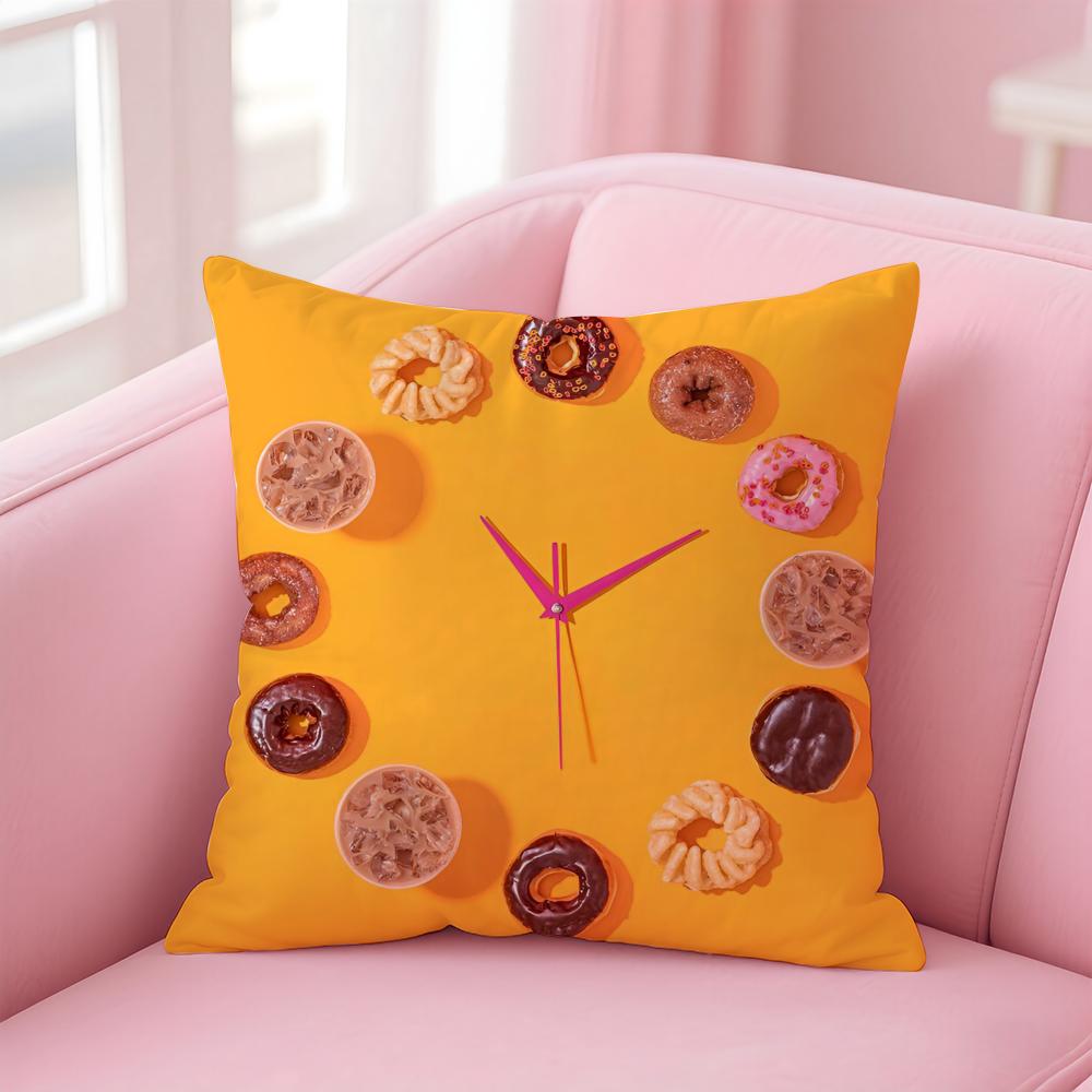 Lovely Playful Sweet Donut Cute Anime Cushion Cover Linen Pillowcase Cover Soft Decor for Sofa Home Room