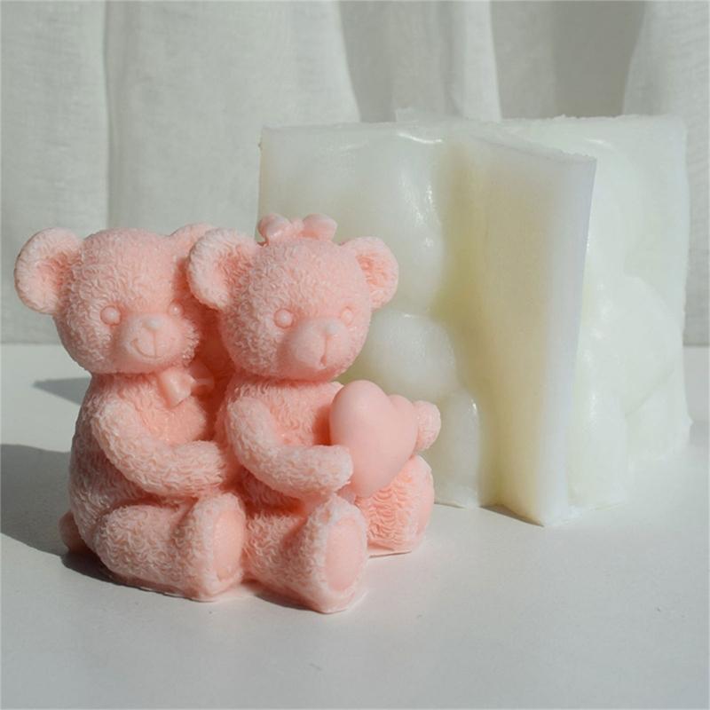 Soft and Durable Silicone Cartoon Bear Candle Mold for Art Project Making Unique Candle or Aromatherapy in Home