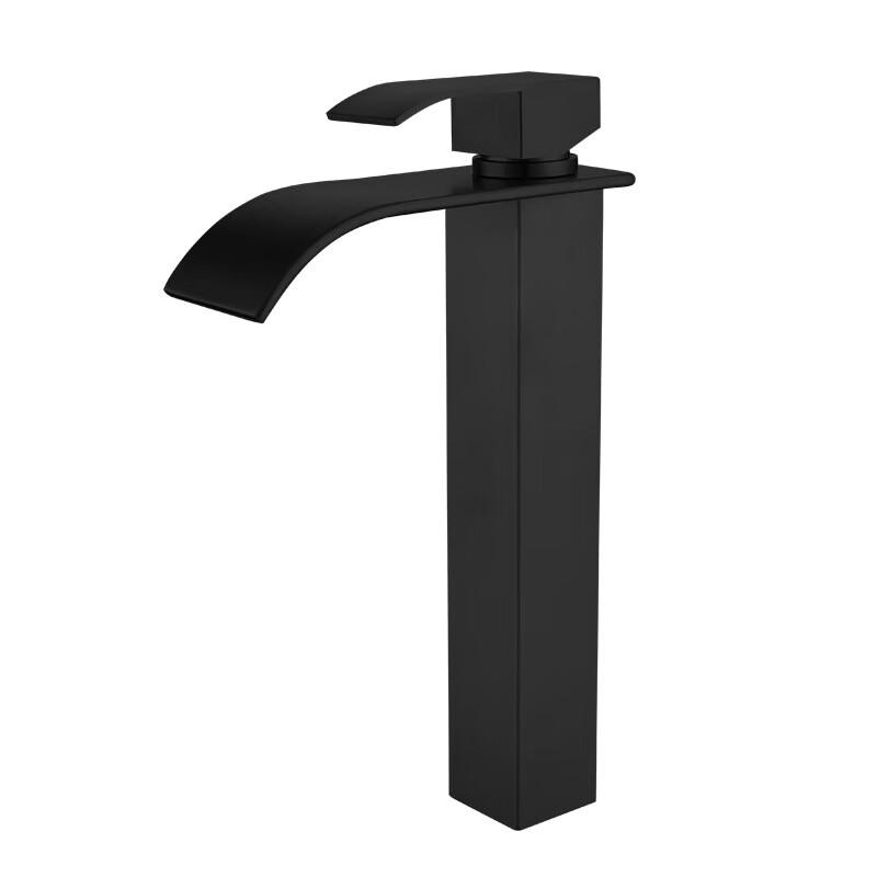 TLXT Black Brushed Stainless Steel Waterfall Basin Mixer Faucet