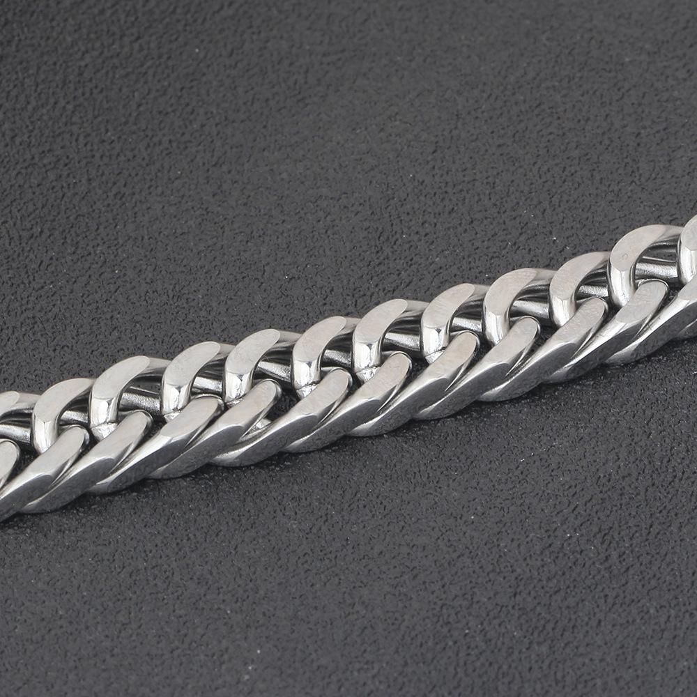 Trendy Men's 11MM Titanium Steel Cuban Chain Bracelet with Square Buckle