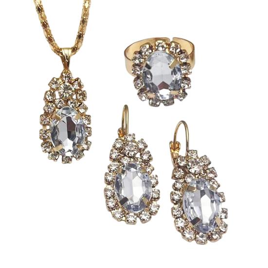 Women Necklace Earring Bracelet Ring Wedding Prom Party Vintage French Faux Pearl Rhinestone Butterfly Adjustable Necklace C