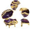 Hinged Lid Metal Trinket Box Purple Enamel Rhinestone Ornament Enamel Jewelry Box  Home Decor
