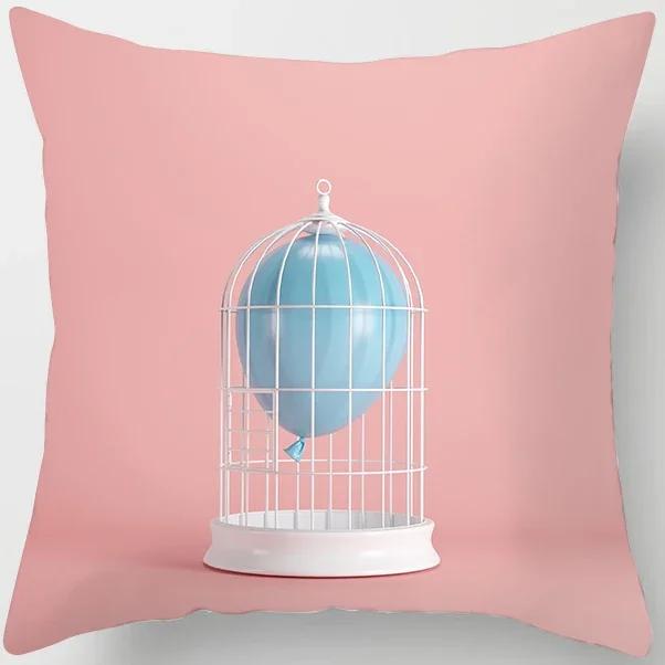 Peach Skin Pillowcase Home Decor  Candy Color Macaron Print Car Sofa Pillow Cushion Cover