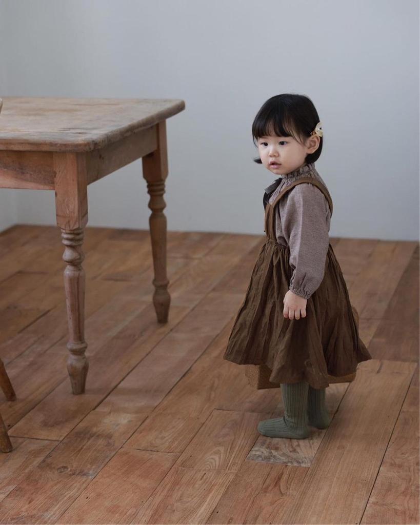 Autumn Vintage Girls' Double Layer Sling Dress Overalls