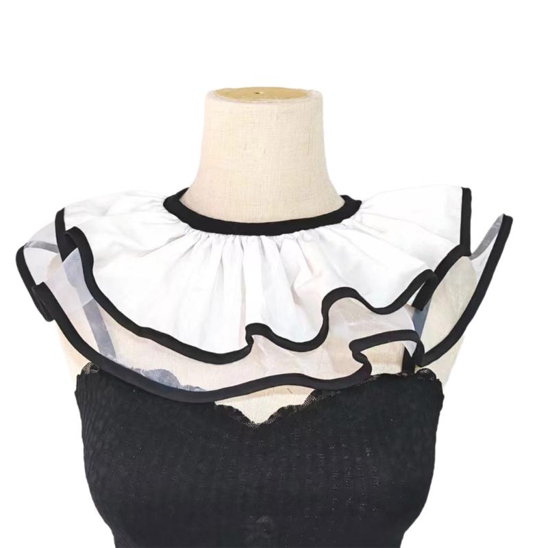 

Detachable Lapel Collar Ruched Flouncing Girls Collar Accessory Ruffled Collar Ancient Art Traditional Ruched Shawl 1