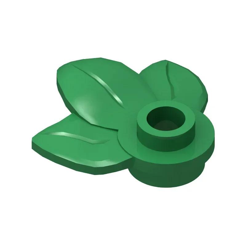 100pcs Plant leaf #32607 1x1 round brick featuring 3 leafs Building Blocks Attachments DO-IT-YOURSELF Components Works With Lego Bricks