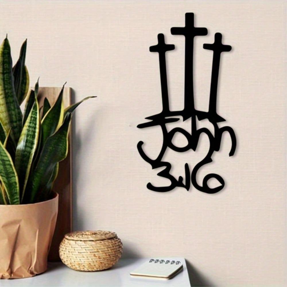Christian Iron Cross Wall Art Powder Coated Vintage Minimalist Home Decor Religious Gift Christmas Baptism Wedding