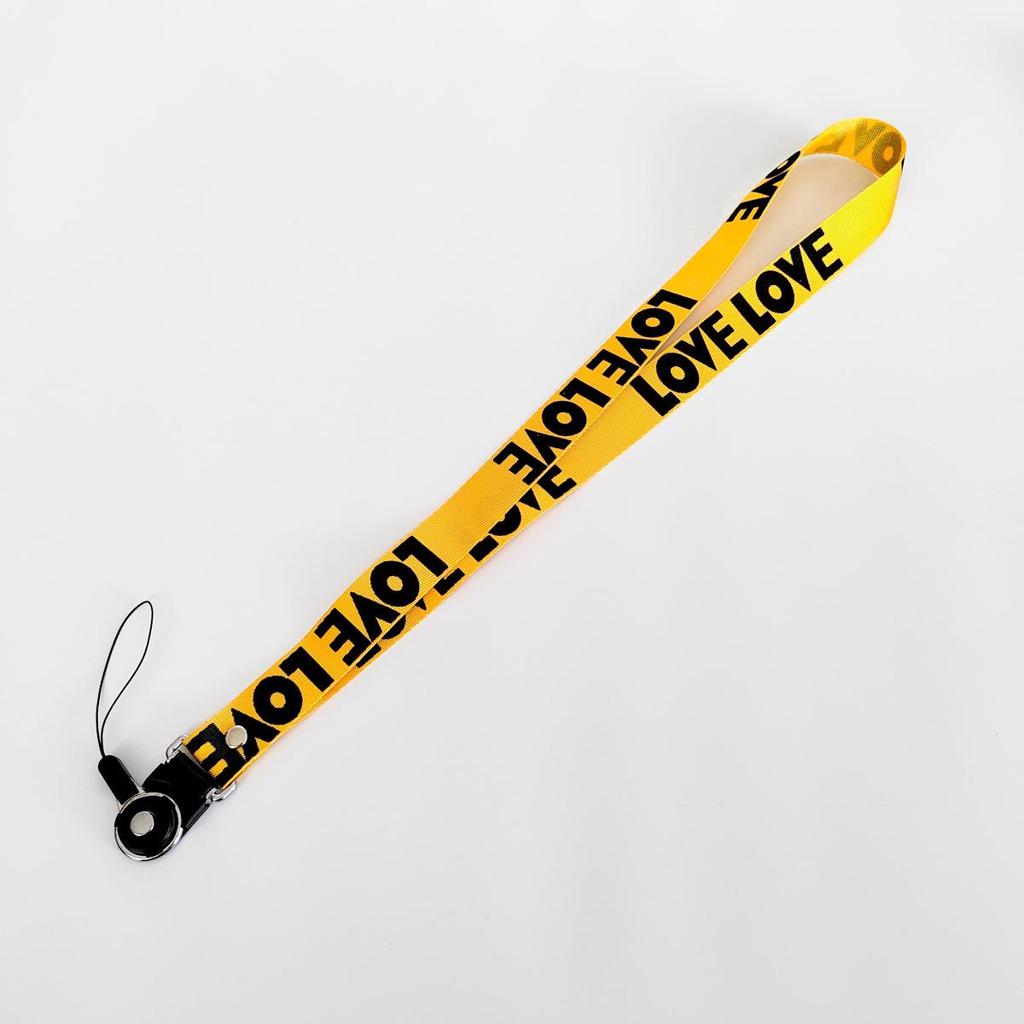Stylish LOVE Silk Phone Lanyard with Woven Strap and Name Tag