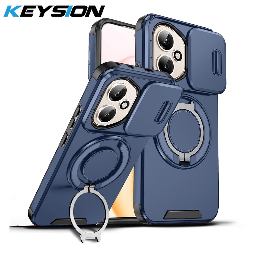 KEYSION 360° Ringständer Handyhülle für HONOR 400 Pro 5G Schiebkamera Schutz Magnetische Stoßfeste Rückabdeckung für Honor 400 5G