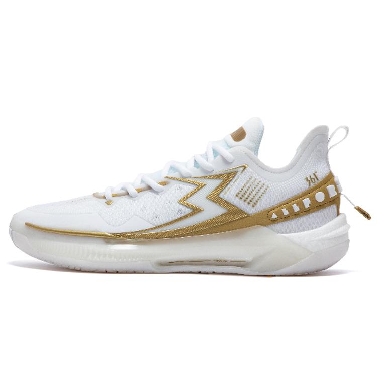 New 361° BIG3 5.0 Quick PRO Basketball Shoes Men's Low Top 361 Degrees White/Crown Gold 672421111-22
