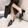 Spring New Single Shoe Women Fashion Pointy Mid-mouth Slip-on Anti-slip and Wear-resistant Temperament Square Heels Women's Shoe