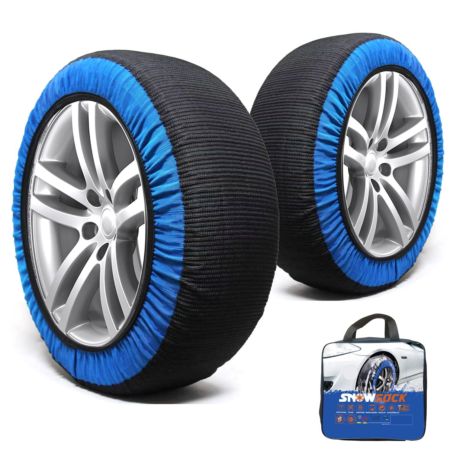 

Morning & Sunshine Shop Non-Metallic Tire Chains, Fabric, Black & Blue XXXL, Snow Chains, XXXL