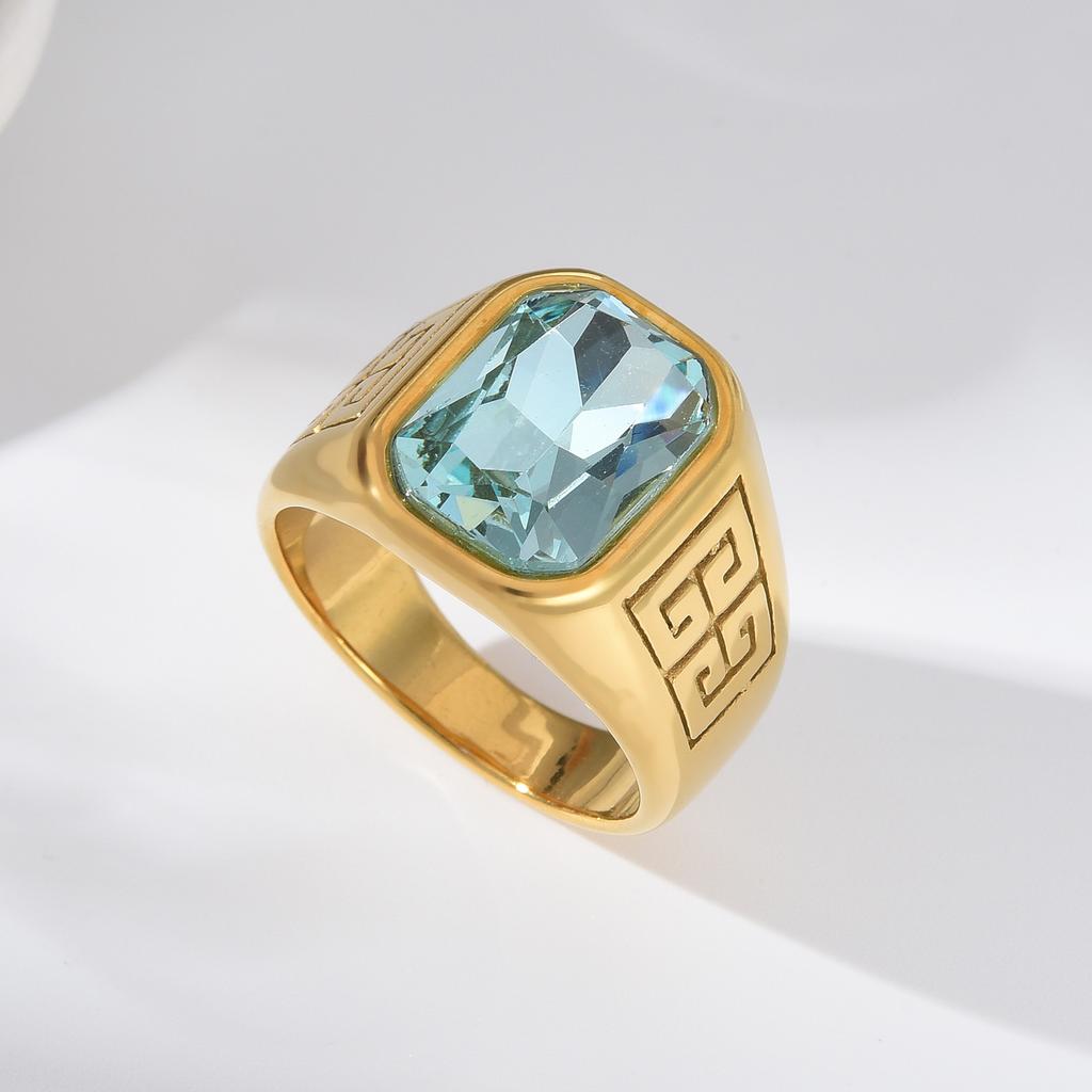 A3485 Herren/Damen Trend Hohe Qualität 316L Edelstahl Mehrfarbig Zirkon Stil Onyx Goldene Ringe Schmuck