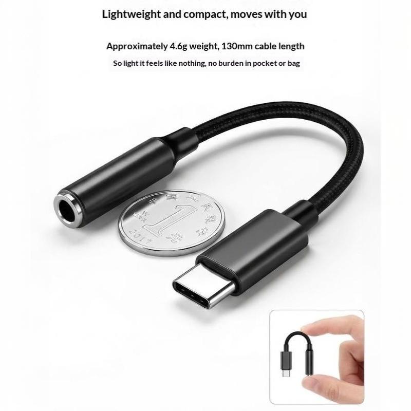 Type C to 3.5mm Jack Audio Adapter Universal Fit HiFi Stereo Sound for Car Headset Wired Earphone Use