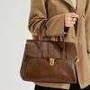 Leather Women's Bag Retro Light Luxury Portable Briefcase 2026 New Commuter Versatile Vegetable Tanned Shoulder Tote Bag