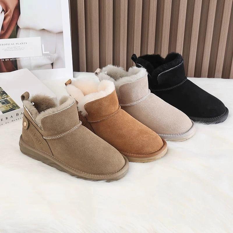 Women's padded plus size wool fur winter warm snow boots waterproof ankle boots non-slip hiking mountaineering sports cotton boots