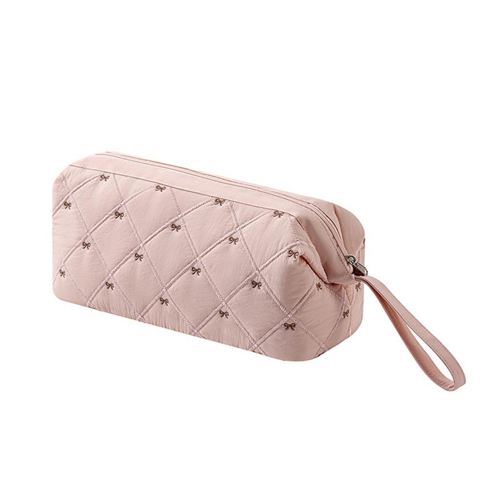 

with Bow Pattern Hair Styling Accessories Storage Case Waterproof Large Capacity Makeup Organizer Bag розовый