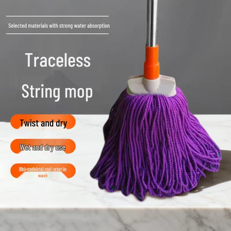 Dual-Use Seamless Rope Mop: Old-Fashioned Fiber Design for Dry and Wet Home Cleaning
