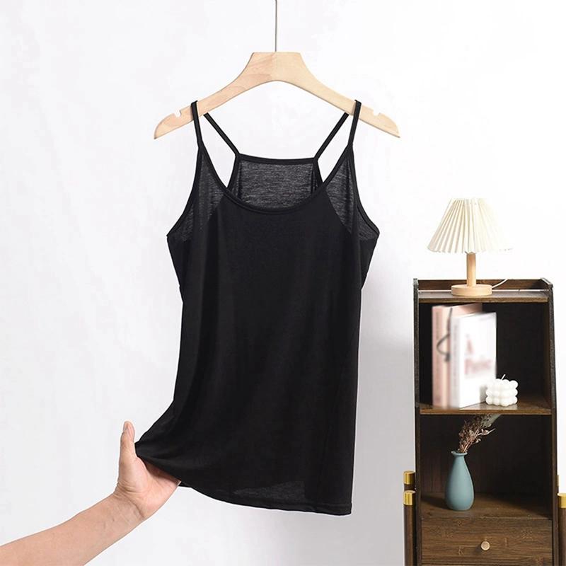 Γυναικείο Μονόχρωμο Αμάνικο Τοπ με Λεπτές Τιράντες