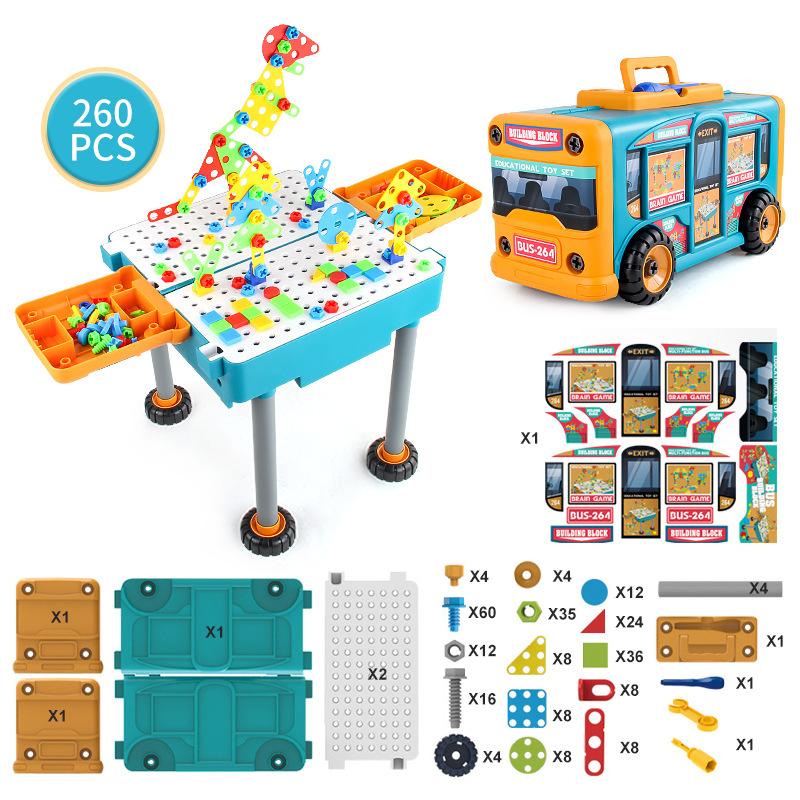 

Пазл Сборка Деформация Автобус Строительный Блок Стол 2-в-1 Коробка для хранения Сделай сам Винт Гайка Разборка Строительный блок Игрушка