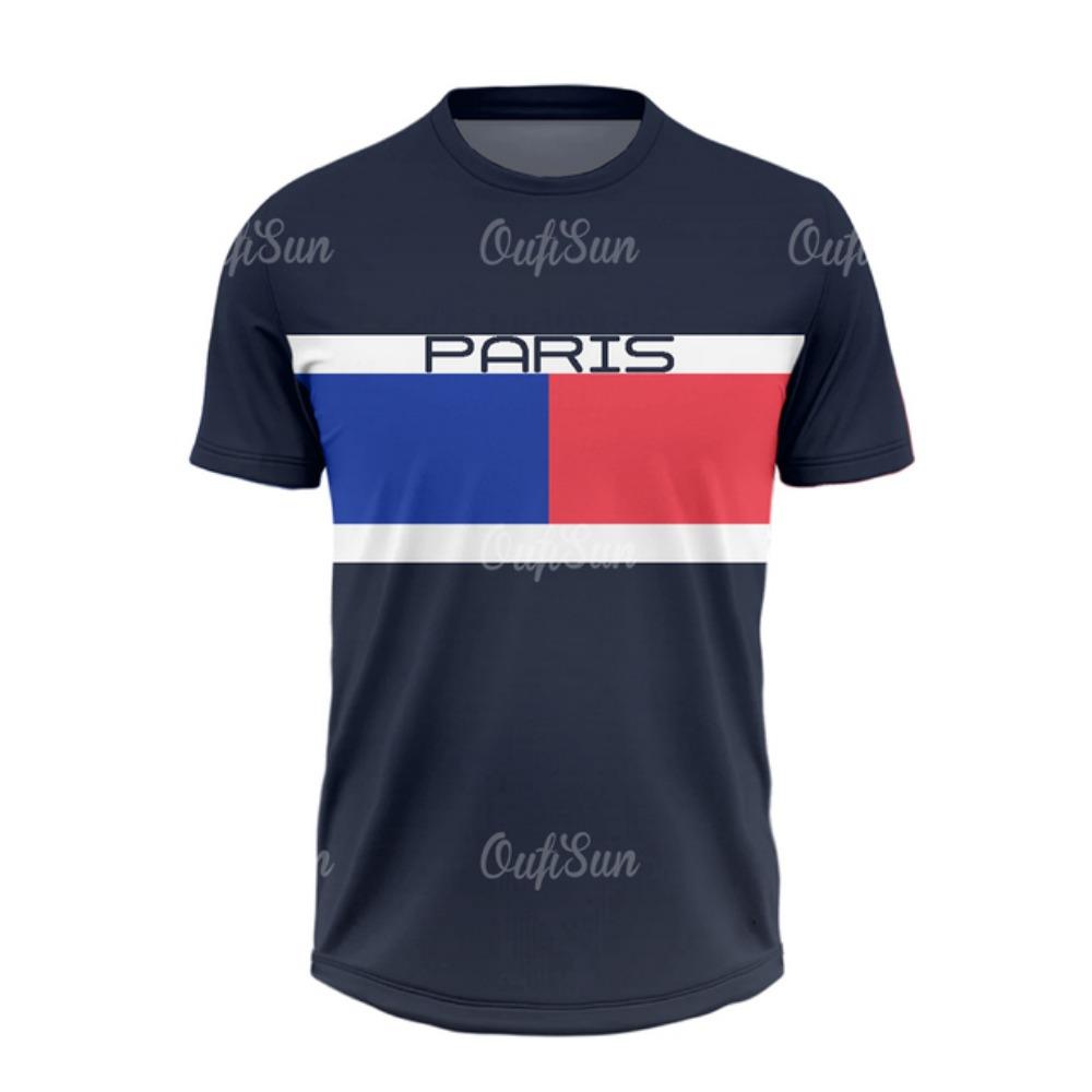 Summer T Shirt For Men Casual Short Sleeve Paris Letter Print Tops Outdoor Sports Fitness Clothing Quick-drying T-shirts