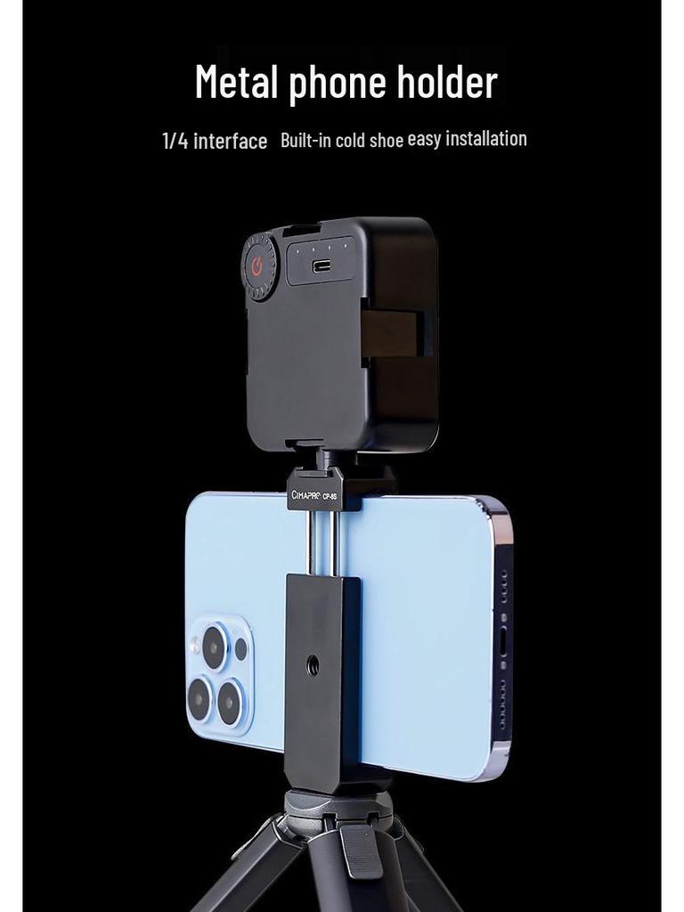 Desktop Photography Tripod Stand with Clip and Cold Shoe Mount for Smartphones