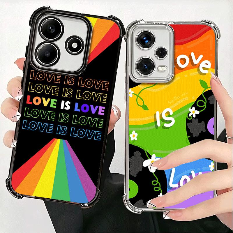 LGBT Rainbow Love Is Love Plating Phone Case For Xiaomi Redmi Note 14 15 Pro Plus 13 12 11 11S 11T 10 9S 9 5G Anti-Fall Airabag