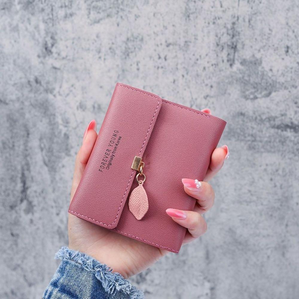 Fashion PU Leather Women Short Wallet Multi-Cards Leaf Tassels Slim Small Wallet Hasp Design Card Bag Holder Women Girls