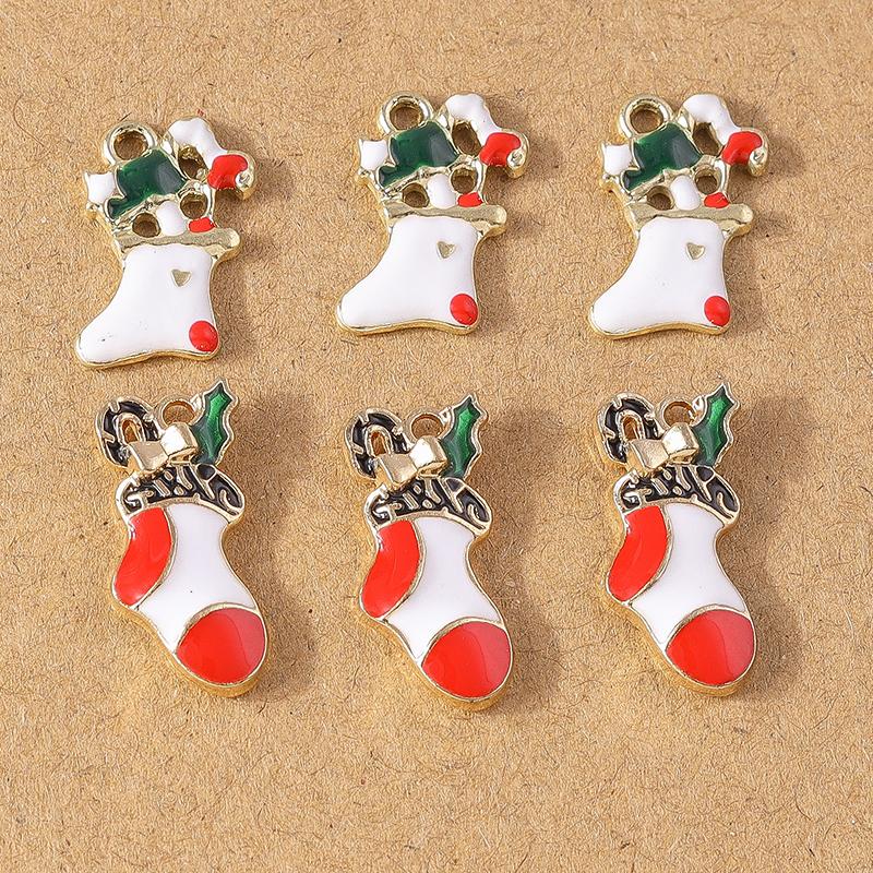 10pcs Enamel Christmas Tree Snowman Pendant Charms for Jewelry Making Christmas Earrings Necklaces DIY Accessories Supplies