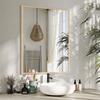 Rectangular Wall Mirror 90 X 70 Cm Wooden Frame Ideal For Bathroom Living Room Or Bedroom Natural