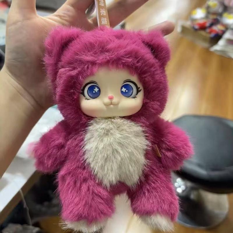 

Cute Rabbit Vinyl Face Plush Toy Kawaii Fluffy Stuffed Bear Sheep Doll Lovely Plushie Frog PVC Keychain Hang Bag Gift Xmas 17cm червоний