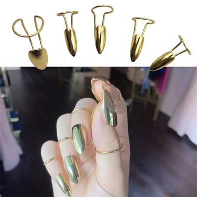 Pack of 5 Nail Rings Exaggerated Personality Manicure Finger Rings Alloy Texture for Halloween Cosplay and Parties