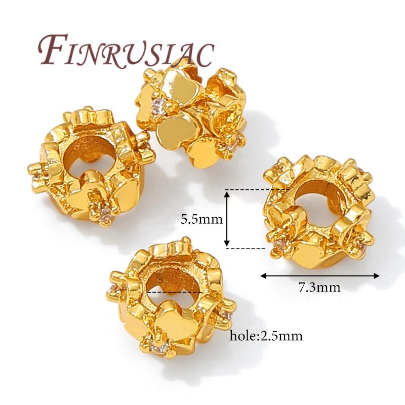 

18K Gold Plated Bracelets Beads,Spacer Beads For Jewelry Making,Bead Separators,DIY Necklace Beading Accessories 2 pieces