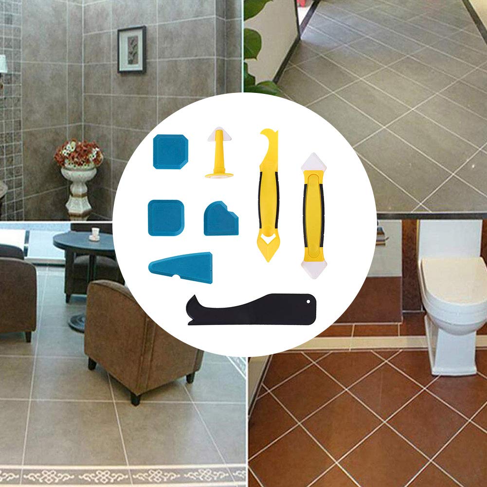 Walfront 8Pcs Plastic Spatula Silicone Sealant Remover Hand Operated Tool Scraper Joint Silicone Grout Remover Plastic Scraper, Scraper