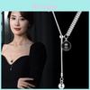 Chic 2024 Trendy Long Necklace Featuring Shimmering Diamonds And Pearls For Women
