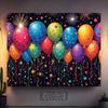 2D Kids Party Backdrop, Bright Balloons with Confetti and Fireworks Decoration Background