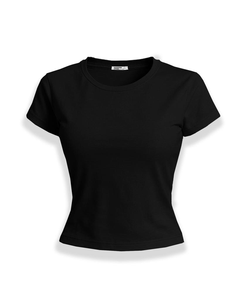 LIKE THE MOST Simple Basic Slimline Spandex Short Sleeve T-Shirt_Black