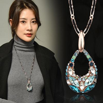 Water Drop Crystal Sweater Chain Long Necklace Versatile Sweater Chain Baroque Necklace Accessories