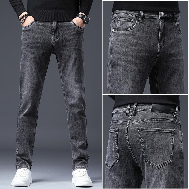 Spring and Autumn Fashion Trend Solid Color Stretch Jeans Men's Business Casual Slim Comfortable Pants
