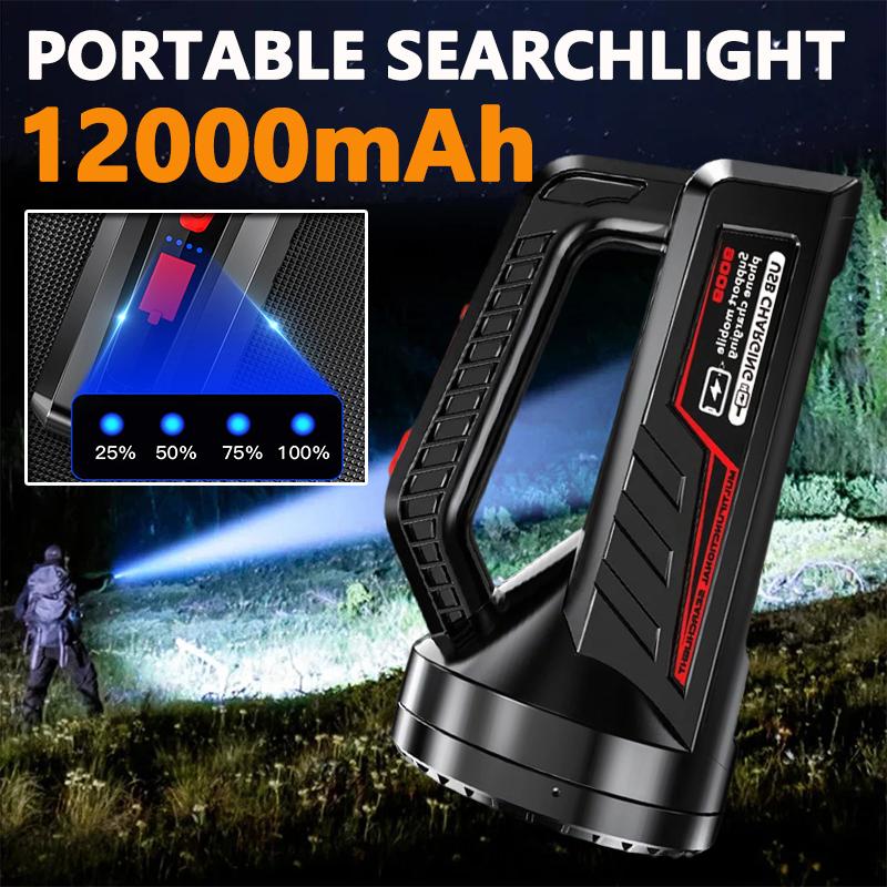 Most Powerful Handheld Flashlight High Power Spotlight Work Light USB Rechargeable Searchlight Long Range Torch Camping Lantern