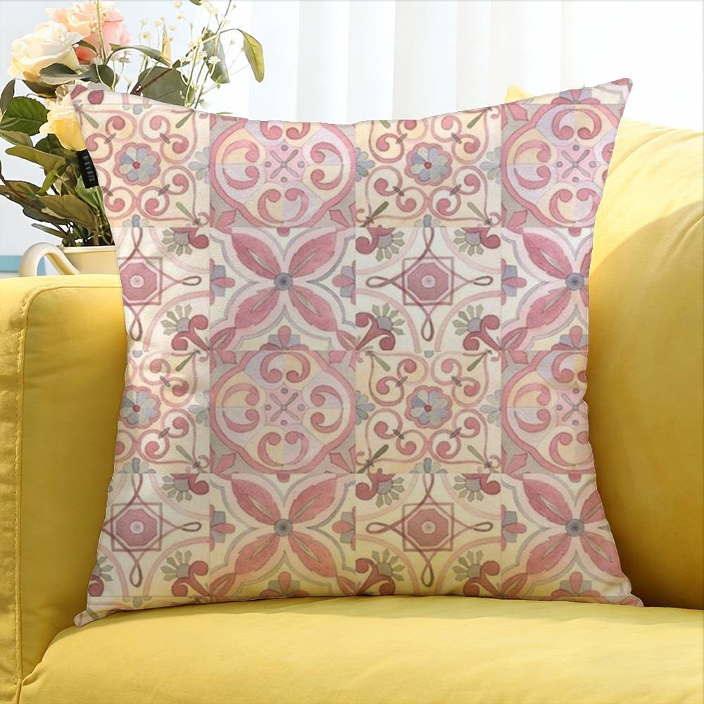 For Turkish Tile Watercolor Painting World Various Sizes Square Pillow Case For Car Home Bedchamber Decor