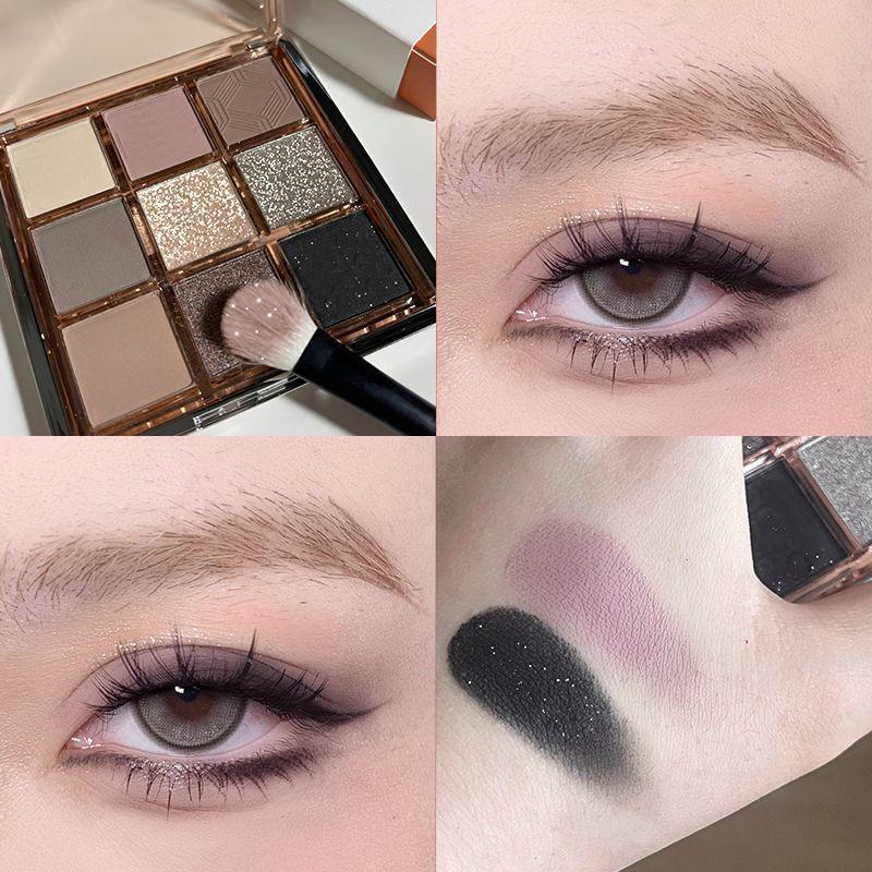 Multi-color Selection For Women Nine-Color Waterproof Matte & Glitter Eyeshadow Palette - Long-lasting, Sweat-proof, and Brightening
