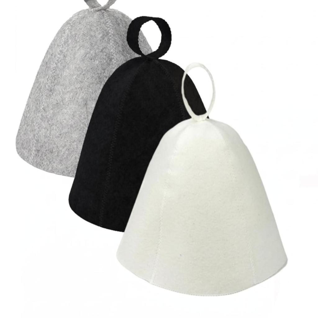 3 Pieces Felt Sauna Hat Reusable Cap with Hanging Loop Lightweight
