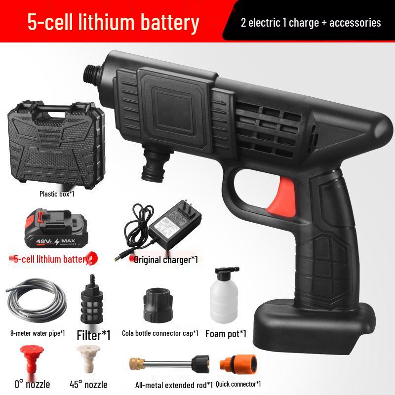 Cordless High-Pressure Washer: Portable Lithium Battery Water Gun for Cars & Garden.