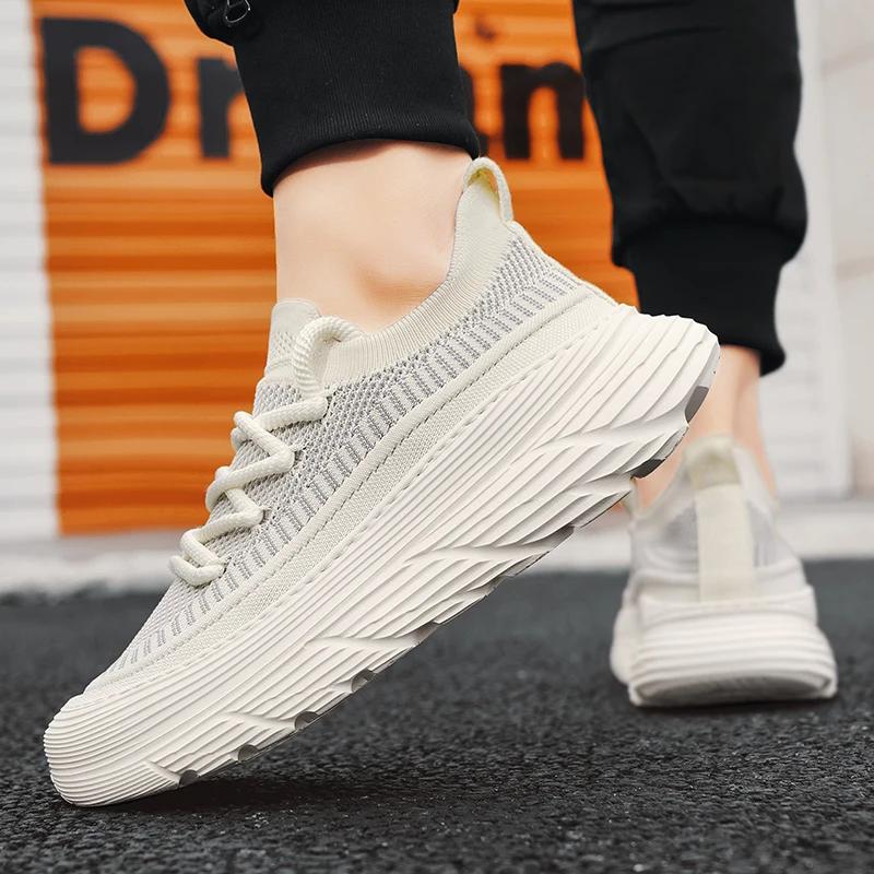 Men's Breathable Flying Woven Shoes Summer Platform Increase Shoes Men's Fashion Running Shoes Men's Casual