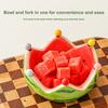 Fruit Plate And Fruit Fork Set Ceramic Watermelon Bowl with Stainless Steel Fork Multipurpose Kitchenware for Fruit Dessert Snacks