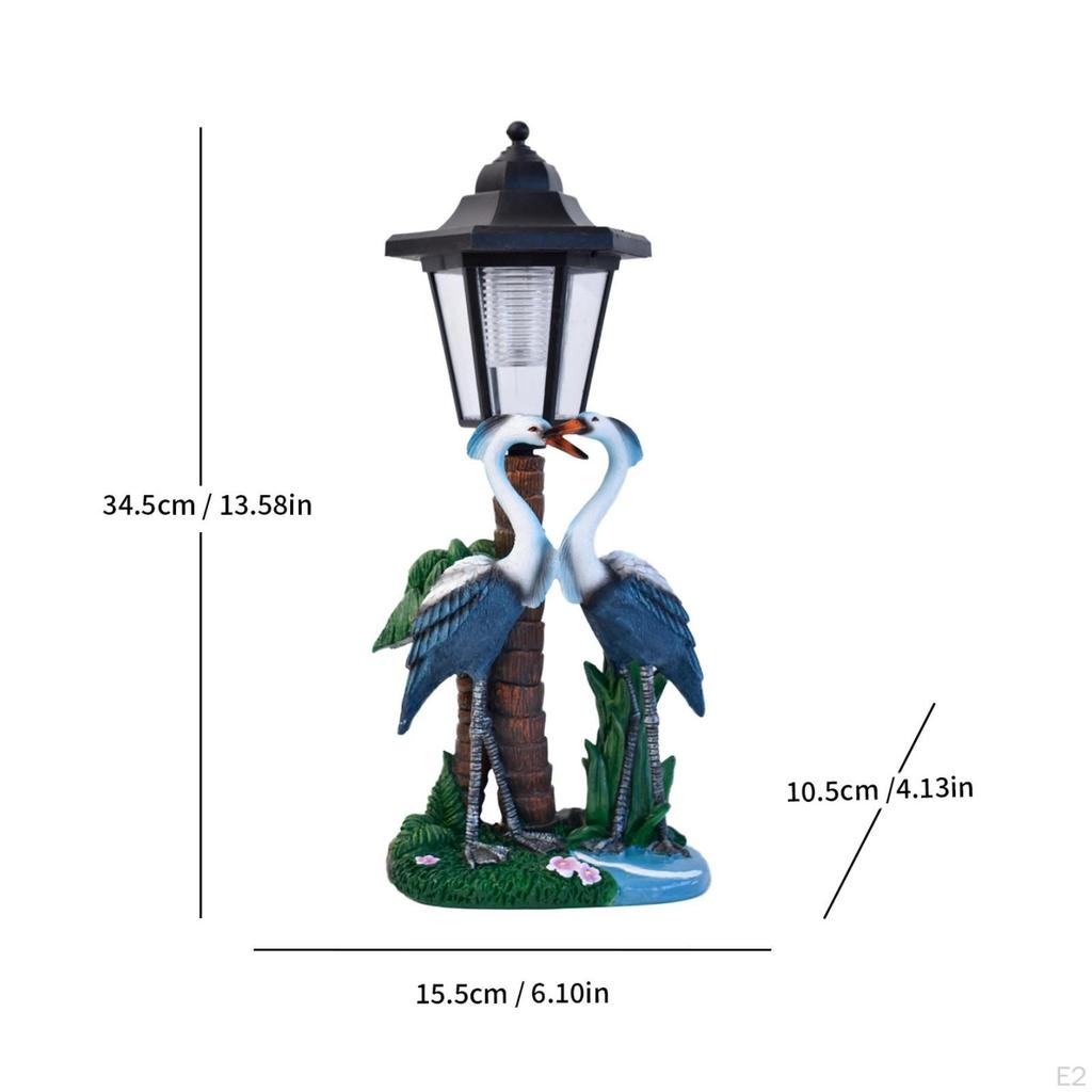 Crane Statue with Solar Lantern Outdoor Decorative Landscape Lighting